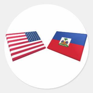 US & Haiti Flags Classic Round Sticker