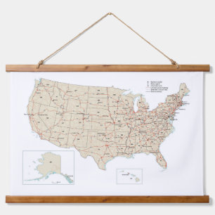 US Highways Road in the United States Map Hanging Tapestry