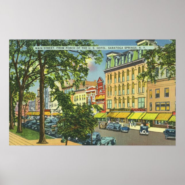 US Hotel Porch View of Main Street Poster (Front)