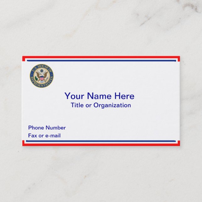 US House of Representatives Business Card (Front)