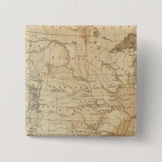 US Hypsometic Sketch 2 Inch Square Button (Front)