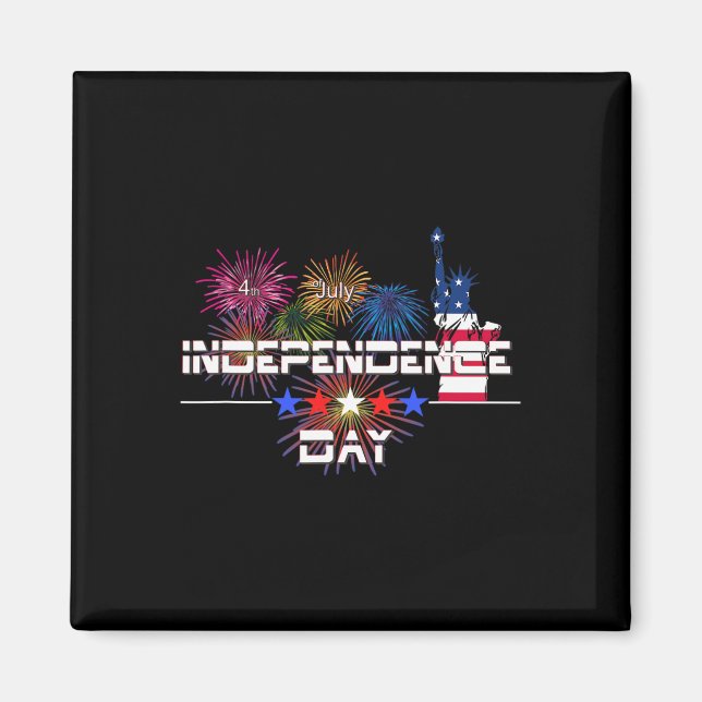 Us Independence Day 4th July Firework Statue Of Li Magnet (Front)
