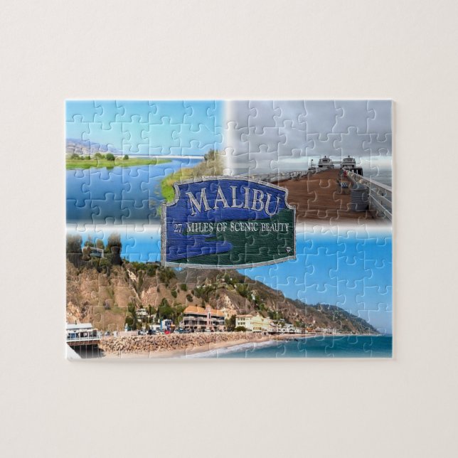 US Los Angeles - Malibu - Lagoon - Pier - beach Jigsaw Puzzle (Horizontal)