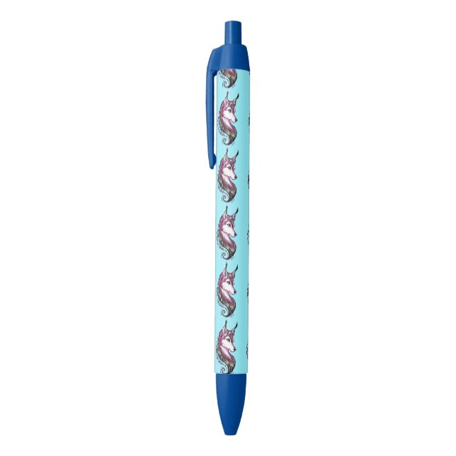 US Made Beautiful Hand Drawn Wolf Art Pen (Top (Vertical))