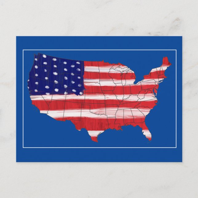 US Map And Flag Postcard (Front)