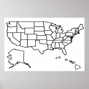 US Map Blank Outline United States Poster