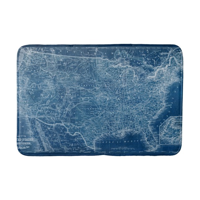 US Map Blueprint Bath Mat (Front)