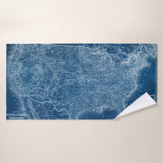 US Map Blueprint Bath Towel Set (Bath Towel)