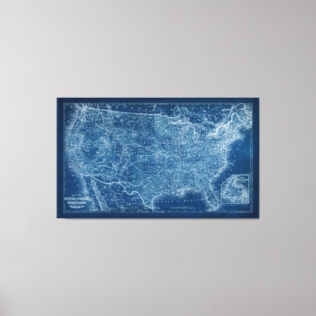 US Map Blueprint Canvas Print (Front)