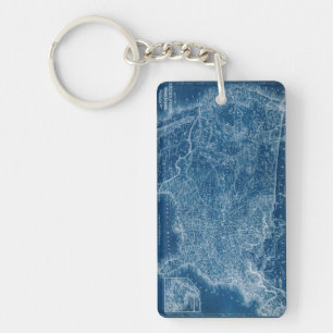 US Map Blueprint Keychain