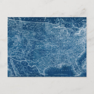US Map Blueprint Postcard