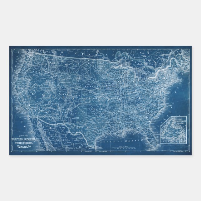 US Map Blueprint Sticker (Front)