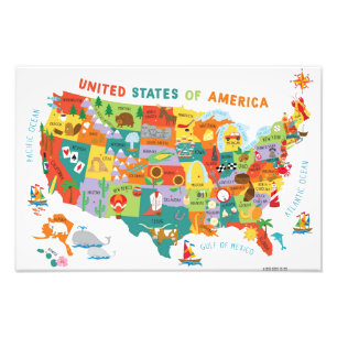 US Map for Kids Photo Print