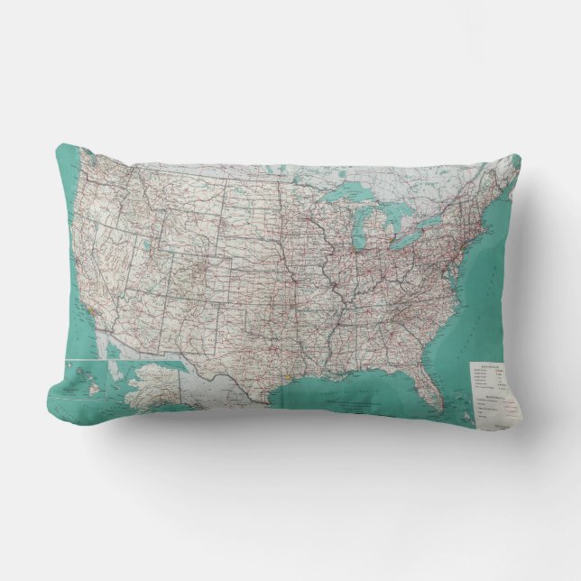US Map Lumbar Pillow (Front)