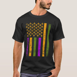 US Mardi Gras Flag Celebration T Shirt For Men & W