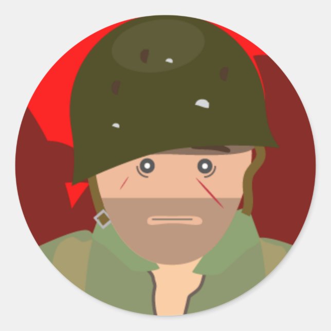 US Marine 1000 yard stare (Simple History) Classic Round Sticker (Front)