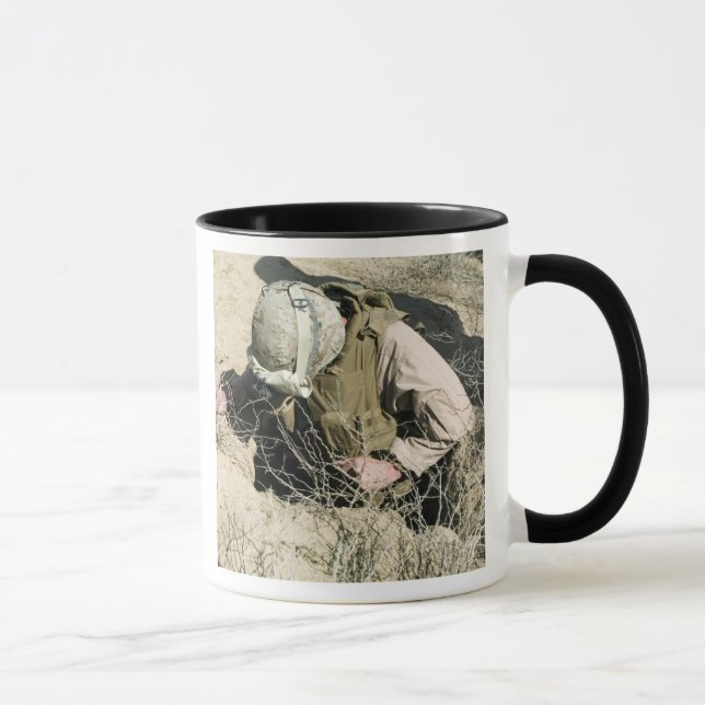 US Marine jumps down a hole Mug (Right)