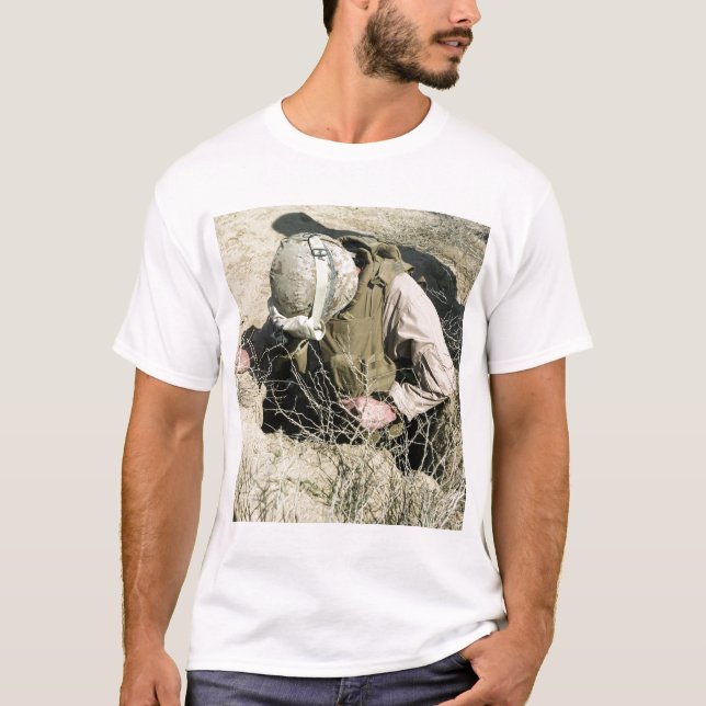 US Marine jumps down a hole T-Shirt (Front)