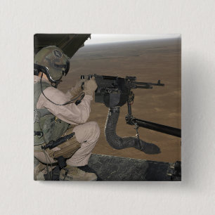 US Marine test firing an M240 heavy machine gun 2 Inch Square Button