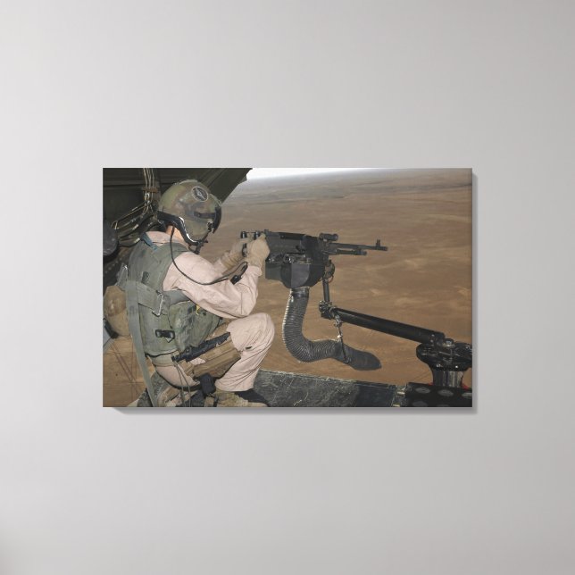 US Marine test firing an M240 heavy machine gun Canvas Print (Front)