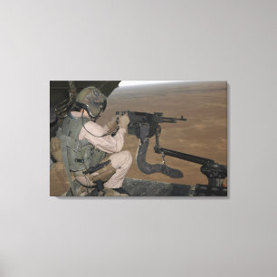 US Marine test firing an M240 heavy machine gun Canvas Print