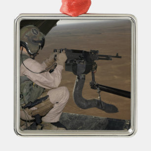 US Marine test firing an M240 heavy machine gun Metal Ornament