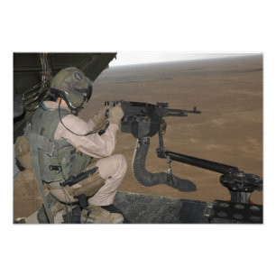 US Marine test firing an M240 heavy machine gun Photo Print