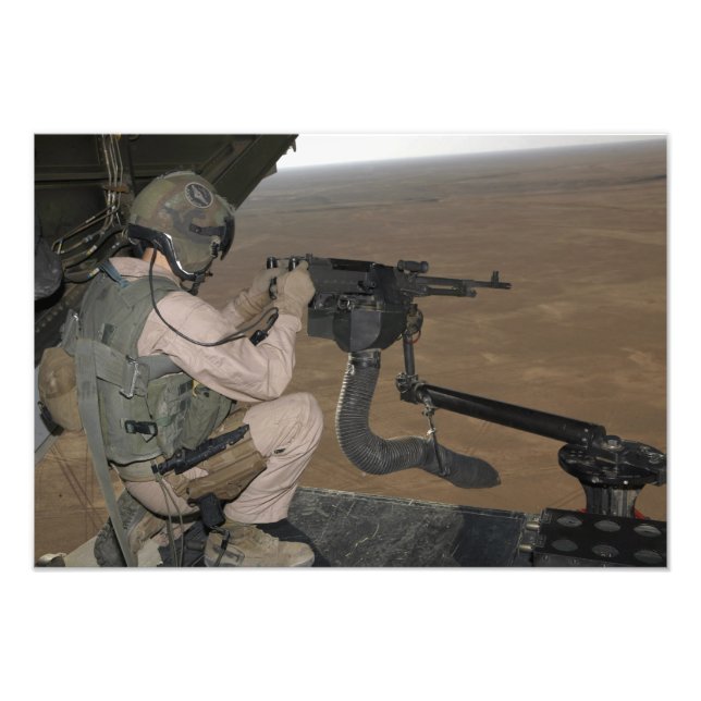 US Marine test firing an M240 heavy machine gun Photo Print (Front)