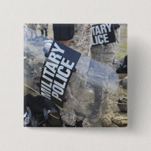 US Marines and Sailors don riot gear 2 Inch Square Button