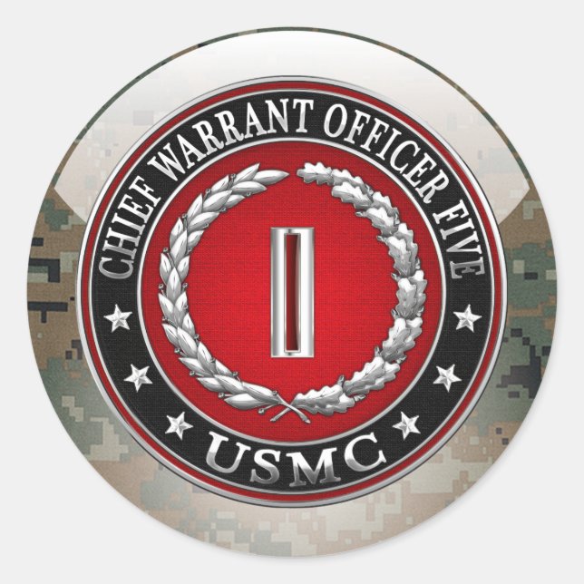 US Marines: Chief Warrant Five (USMC CWO-5) [3D] Classic Round Sticker (Front)