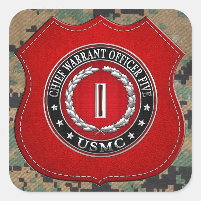 US Marines: Chief Warrant Five (USMC CWO-5) [3D] Square Sticker (Front)