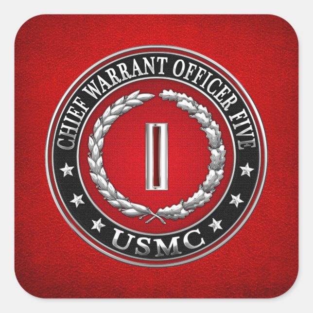 US Marines: Chief Warrant Five (USMC CWO-5) [3D] Square Sticker (Front)