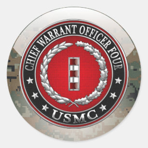US Marines: Chief Warrant Four (USMC CWO-4) [3D] Classic Round Sticker