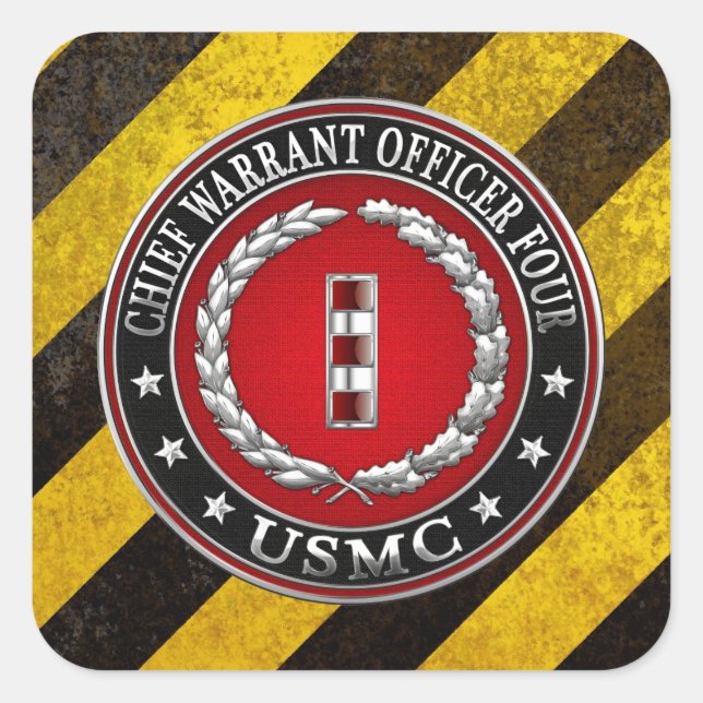 US Marines: Chief Warrant Four (USMC CWO-4) [3D] Square Sticker (Front)