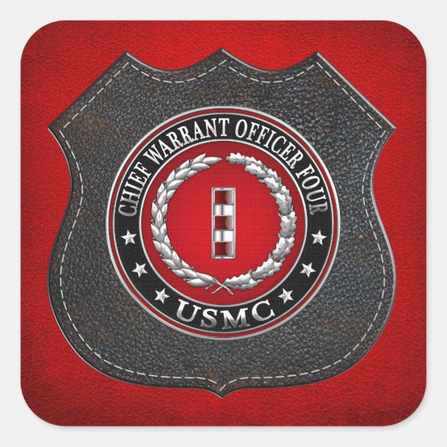 US Marines: Chief Warrant Four (USMC CWO-4) [3D] Square Sticker (Front)
