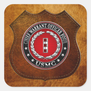 US Marines: Chief Warrant Four (USMC CWO-4) [3D] Square Sticker