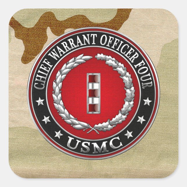 US Marines: Chief Warrant Four (USMC CWO-4) [3D] Square Sticker (Front)