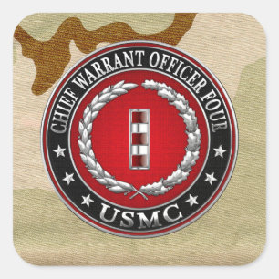 US Marines: Chief Warrant Four (USMC CWO-4) [3D] Square Sticker