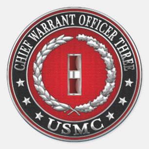 US Marines: Chief Warrant Three (USMC CWO-3) [3D] Classic Round Sticker
