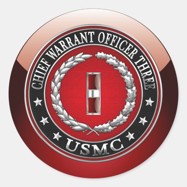 US Marines: Chief Warrant Three (USMC CWO-3) [3D] Classic Round Sticker (Front)