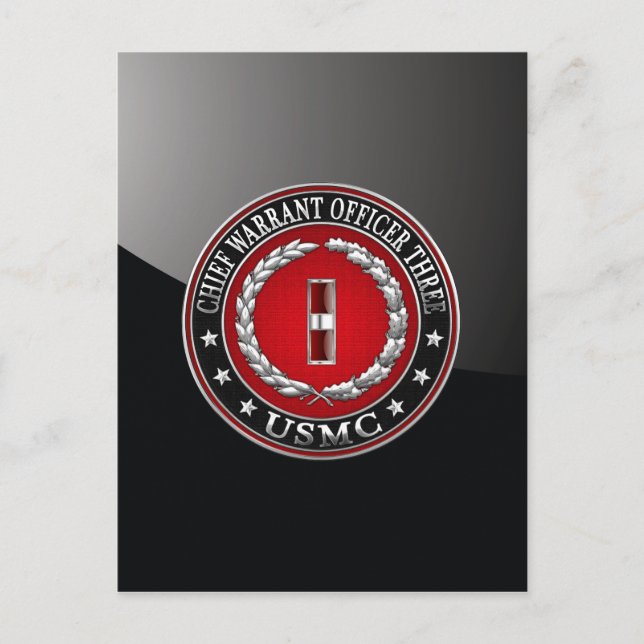 US Marines: Chief Warrant Three (USMC CWO-3) [3D] Postcard (Front)