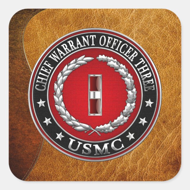 US Marines: Chief Warrant Three (USMC CWO-3) [3D] Square Sticker (Front)