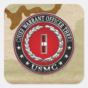 US Marines: Chief Warrant Three (USMC CWO-3) [3D] Square Sticker