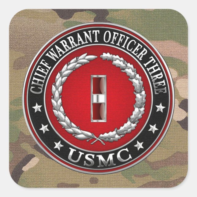 US Marines: Chief Warrant Three (USMC CWO-3) [3D] Square Sticker (Front)