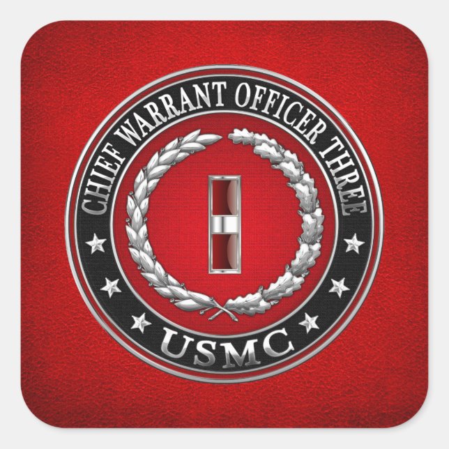 US Marines: Chief Warrant Three (USMC CWO-3) [3D] Square Sticker (Front)
