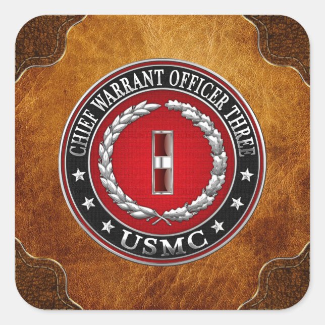 US Marines: Chief Warrant Three (USMC CWO-3) [3D] Square Sticker (Front)
