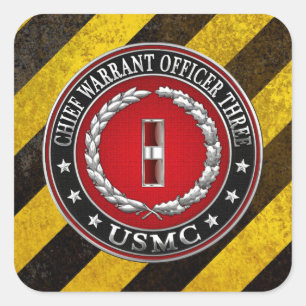 US Marines: Chief Warrant Three (USMC CWO-3) [3D] Square Sticker