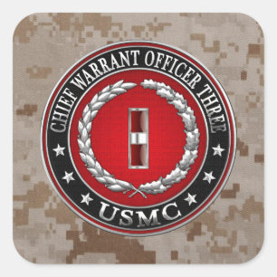 US Marines: Chief Warrant Three (USMC CWO-3) [3D] Square Sticker