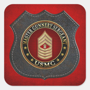 US Marines: Master Gunnery Sergeant (USMC MGySgt) Square Sticker