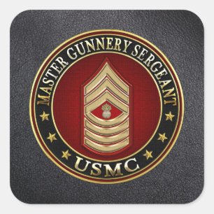 US Marines: Master Gunnery Sergeant (USMC MGySgt) Square Sticker